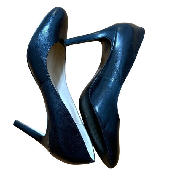 Nine West Black Leather Heels 9M With 3.5" Stiletto Heel - Picture 8 of 10